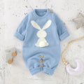 Knitted Rabbit Romper with long sleeves and crew neck for baby spring and autumn wear