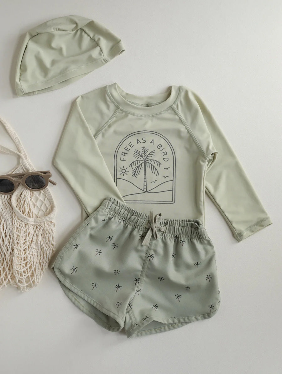 Long Sleeve Printed Swimwear Set for Toddlers