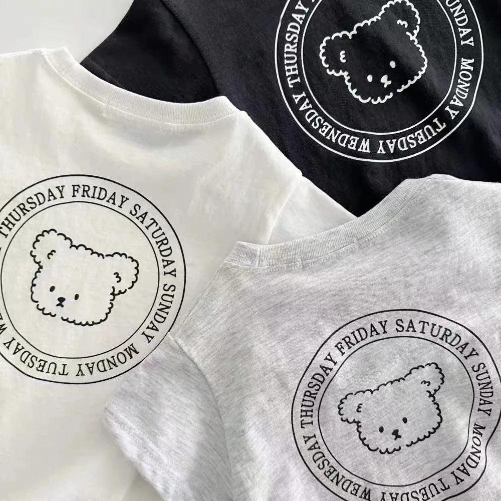 Cartoon Bear Short Sleeve Baby Bodysuit back view