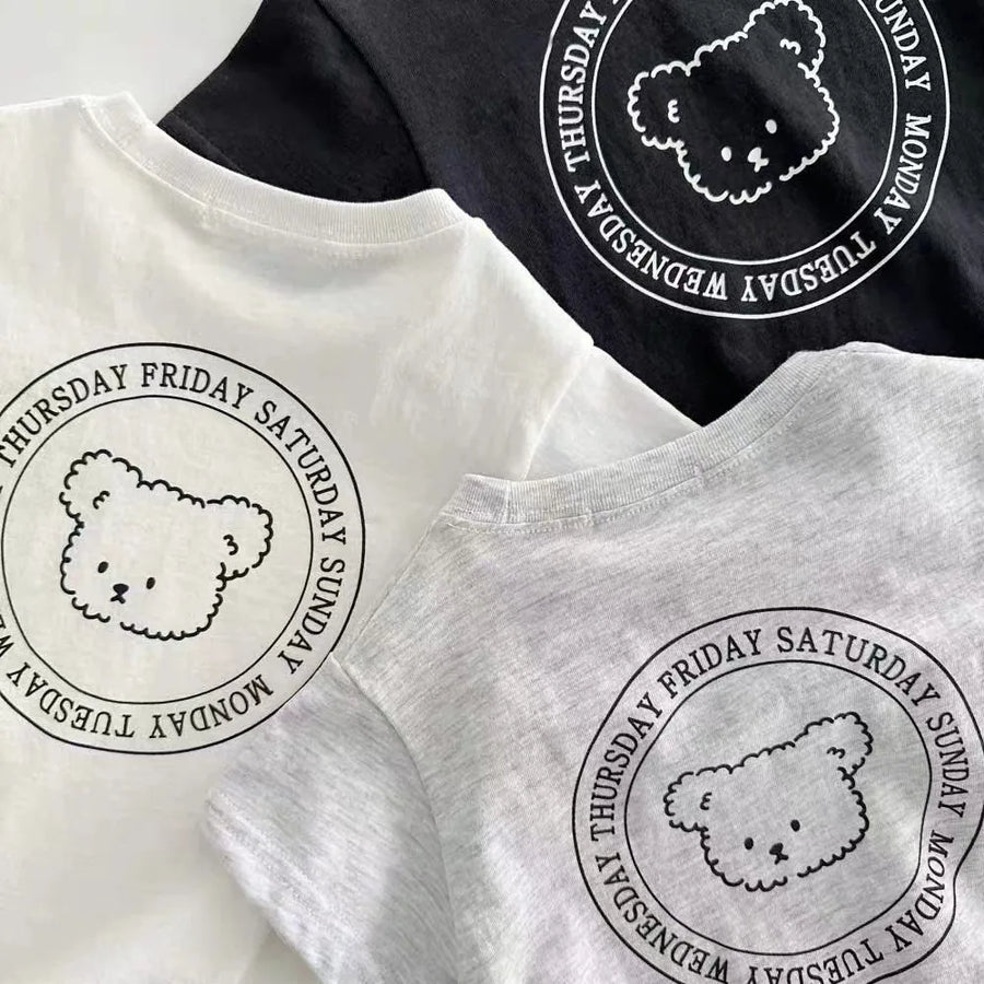 Cartoon Bear Short Sleeve Baby Bodysuit back view