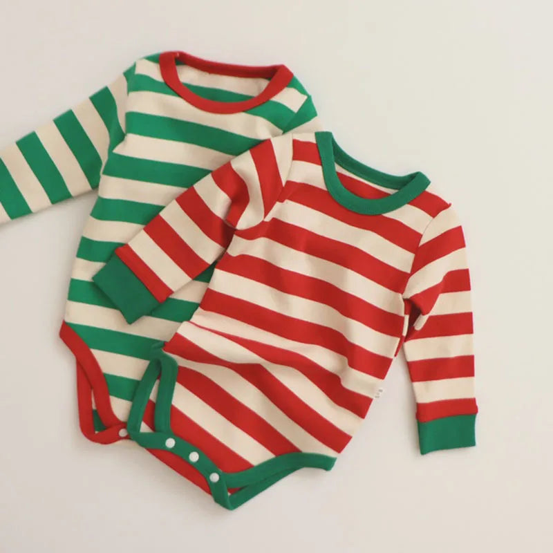 Christmas Stripe Bodysuit & Pants Pajama Set