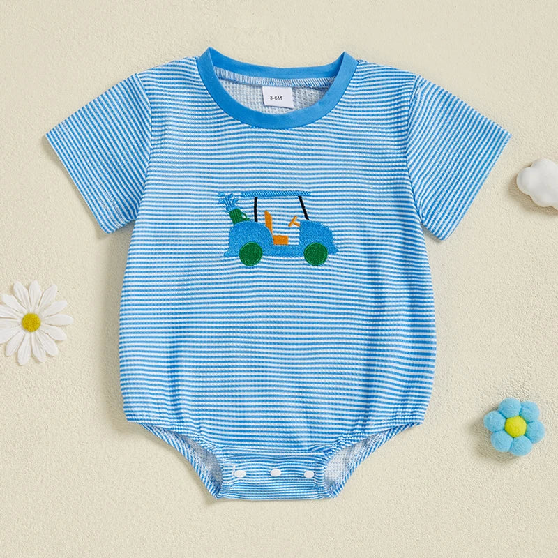 Striped Embroidered Baby Bodysuit side view