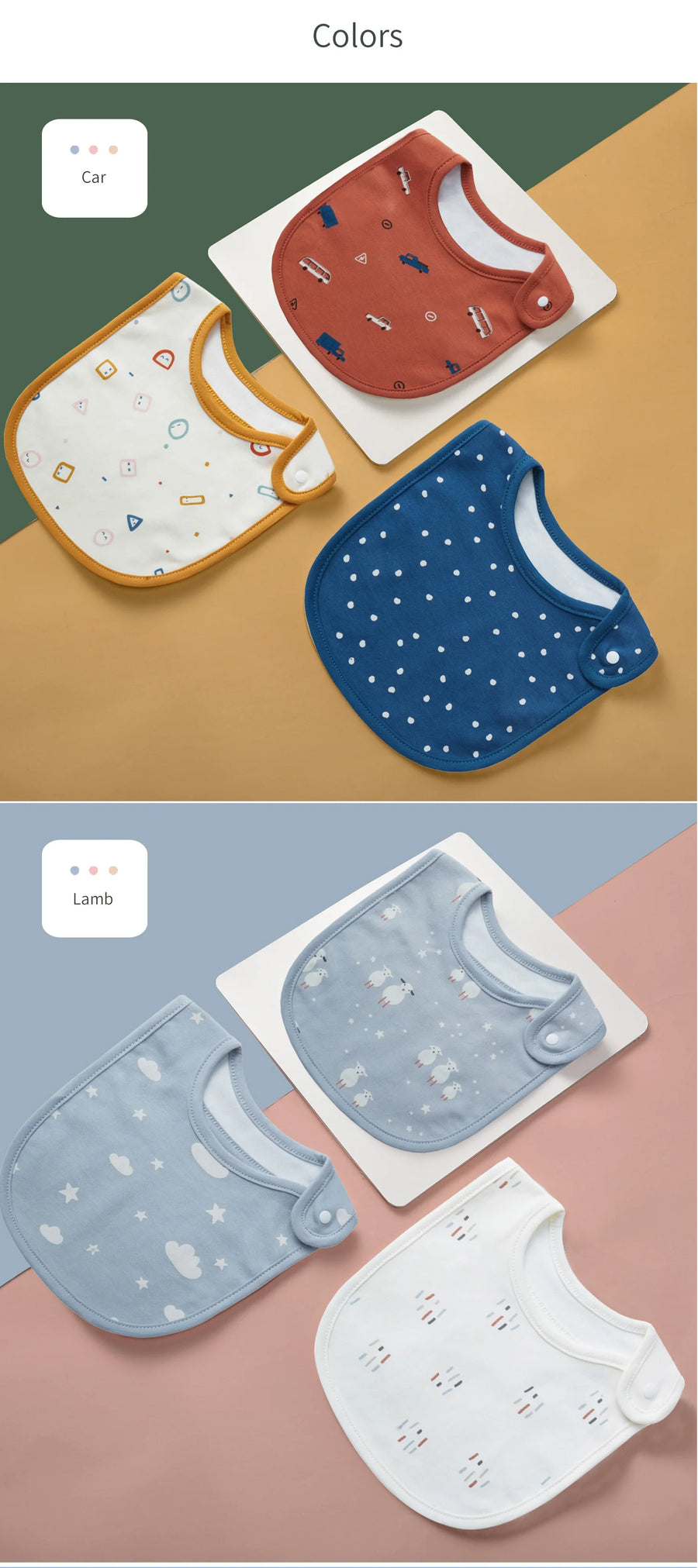 Everyday Cotton Bib Set – 3 Pack - Car, product view 24