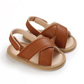 Brown Cross-Strap soft sole baby sandals