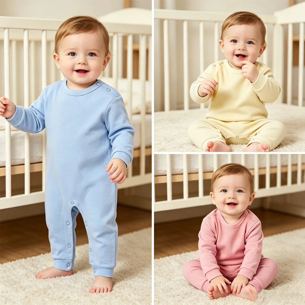 Neutral cartoon cotton romper for babies