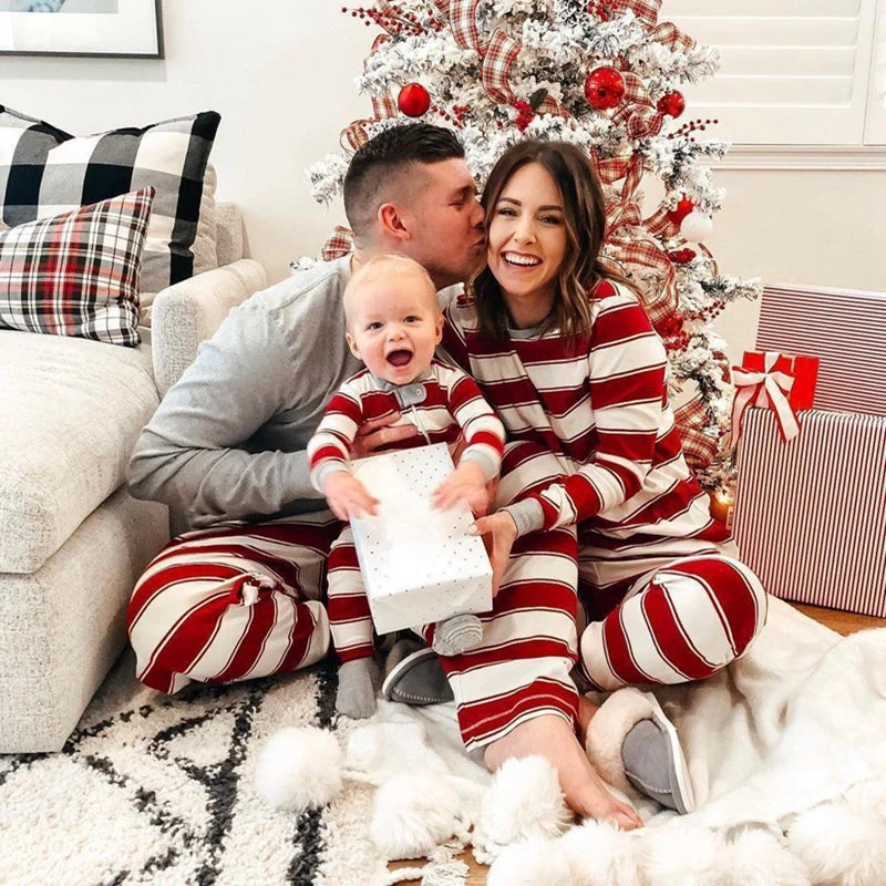 Cranberry Stripe Family Pajamas