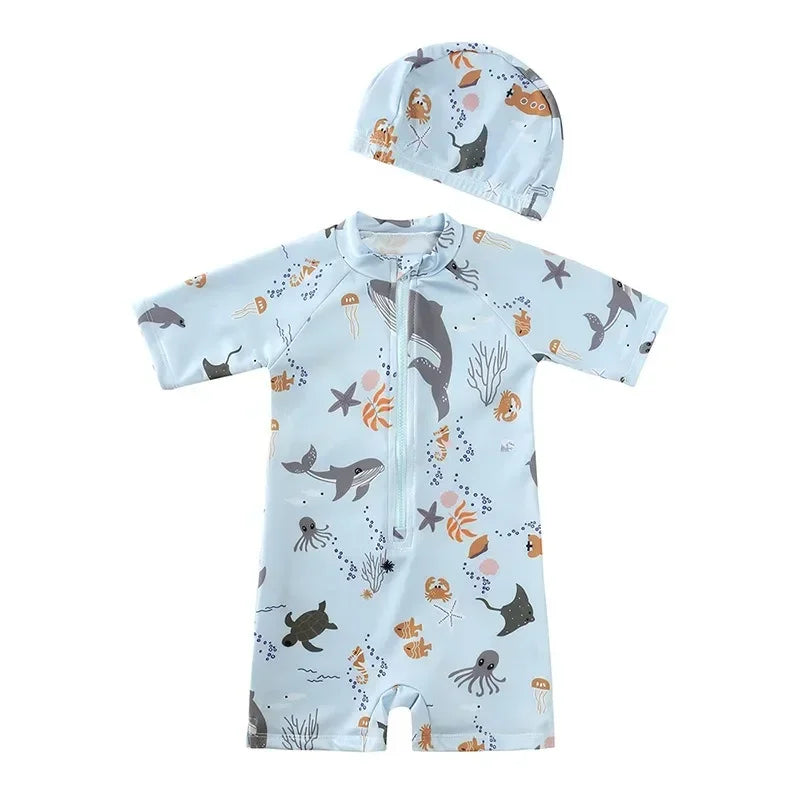 Sunlit Swim Romper - Ocean