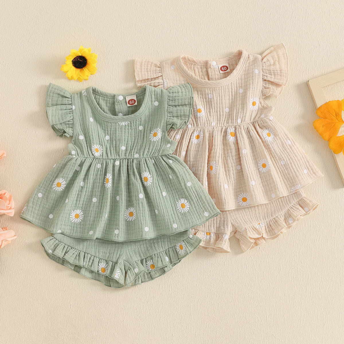 Marguerite Ruffle Top & Shorts Set – product view