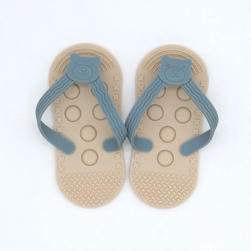 Silicone flip-flop teether for baby soothing gums