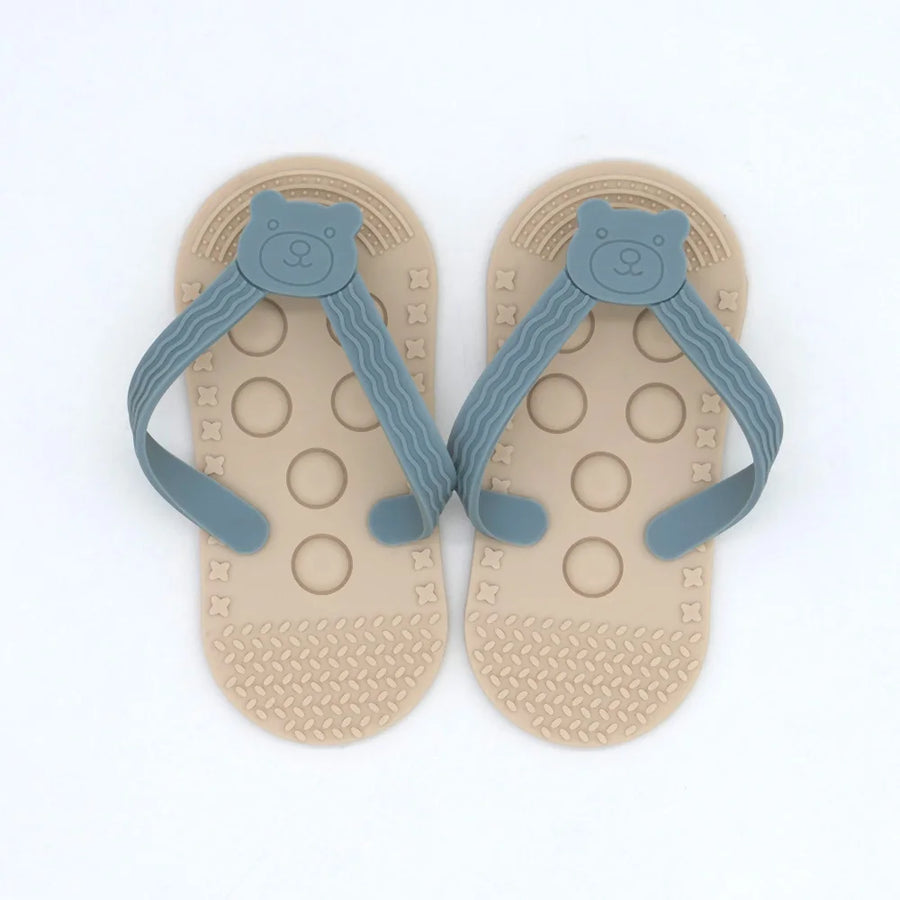 Silicone flip-flop teether for baby soothing gums