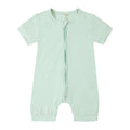 Soft Bamboo Short Sleeve Zip Romper - Sage