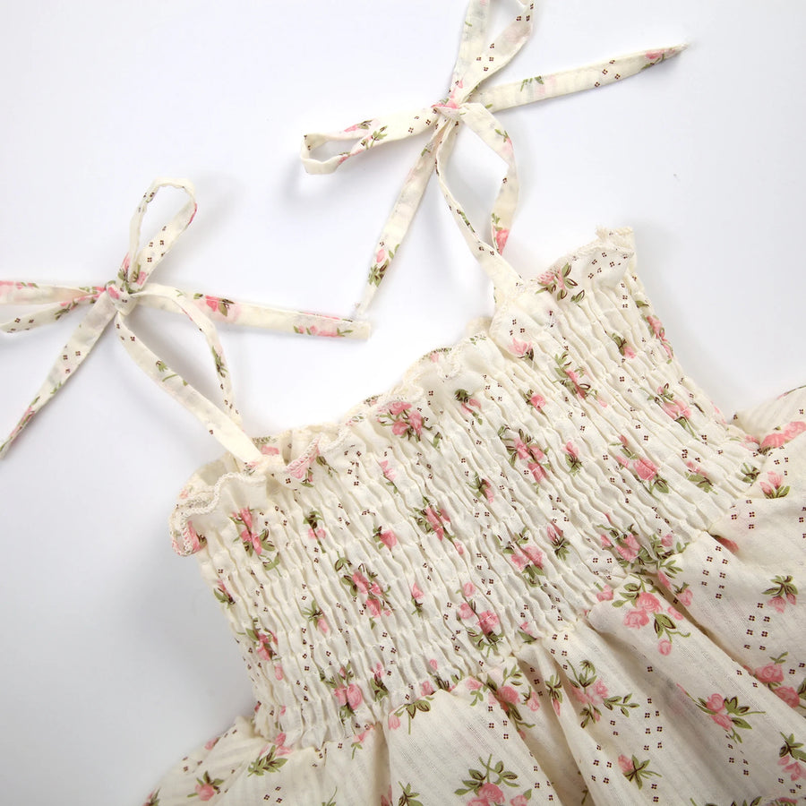 Floral Ruffled Romper Set with Bow Headband for Baby Girls