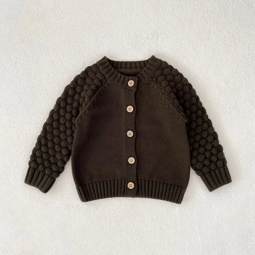 Baby Sweater Cardigan Thick Warm Winter Knit Coat with Long Sleeves