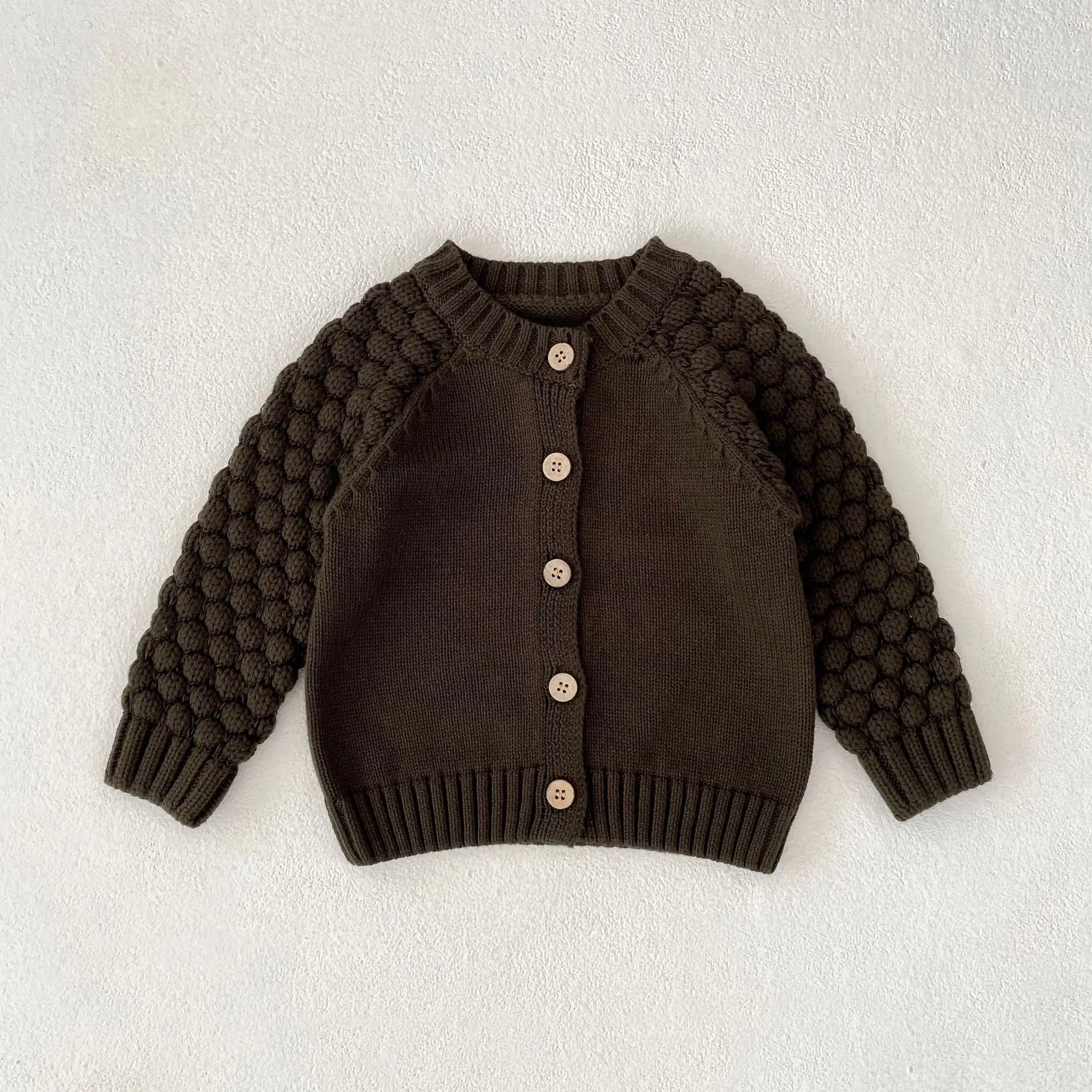 Baby Sweater Cardigan Thick Warm Winter Knit Coat with Long Sleeves