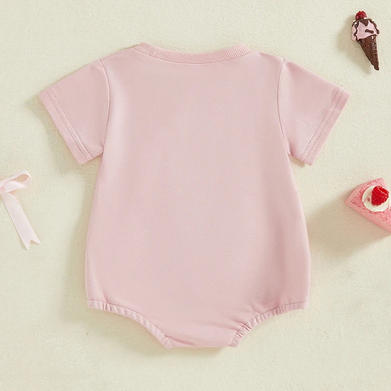 Back view of Floral Embroidered Romper for baby girls