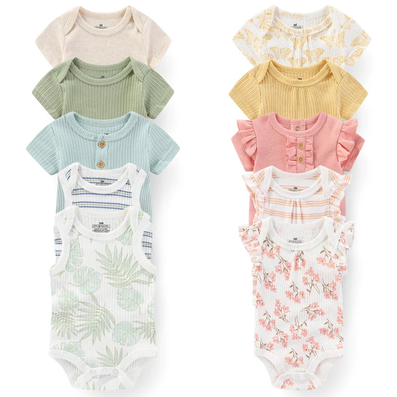 Cartoon Print Sleeveless Bodysuit Set in soft cotton for babies