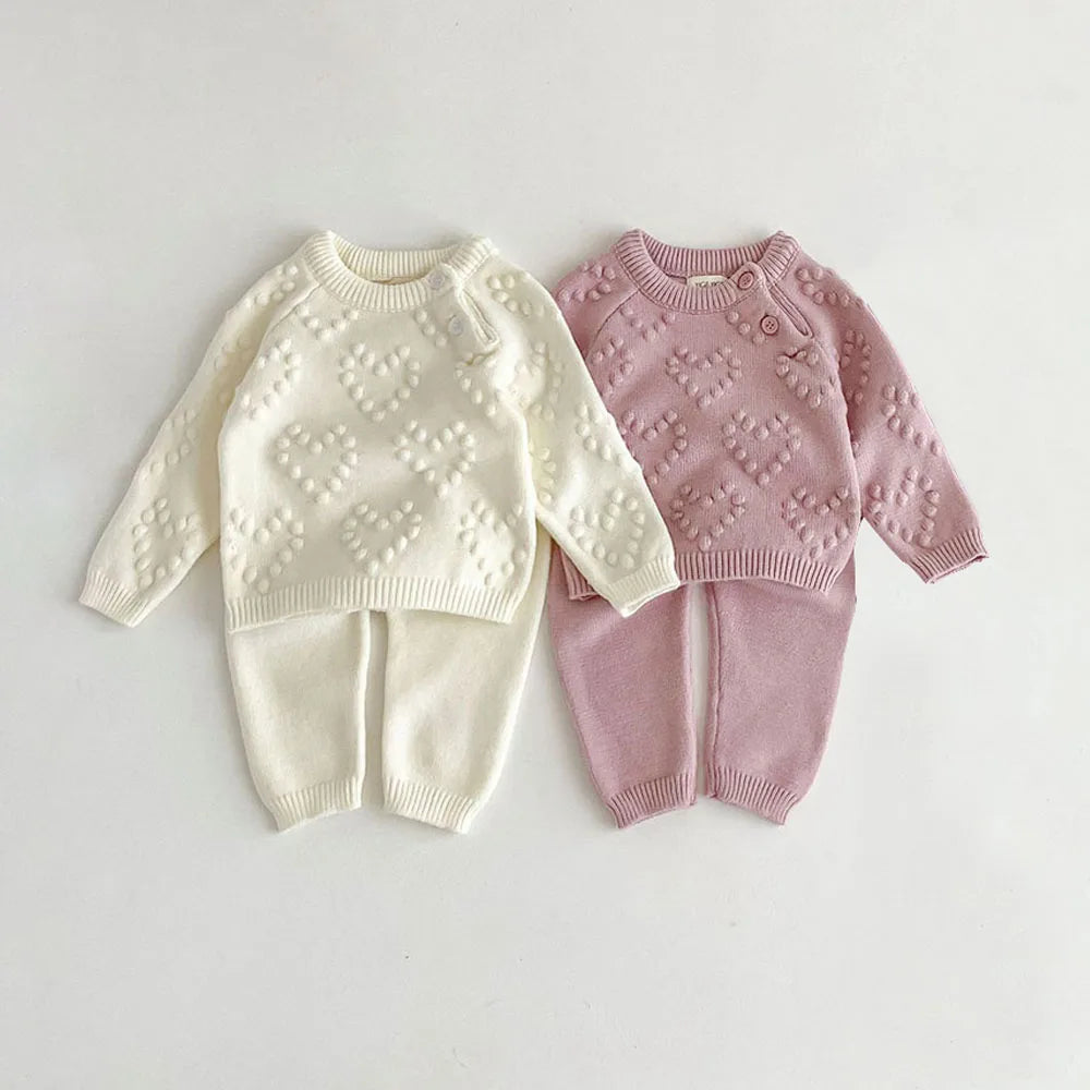 Cozy Knit Sweater and Pants Set for Babies in Autumn Colors