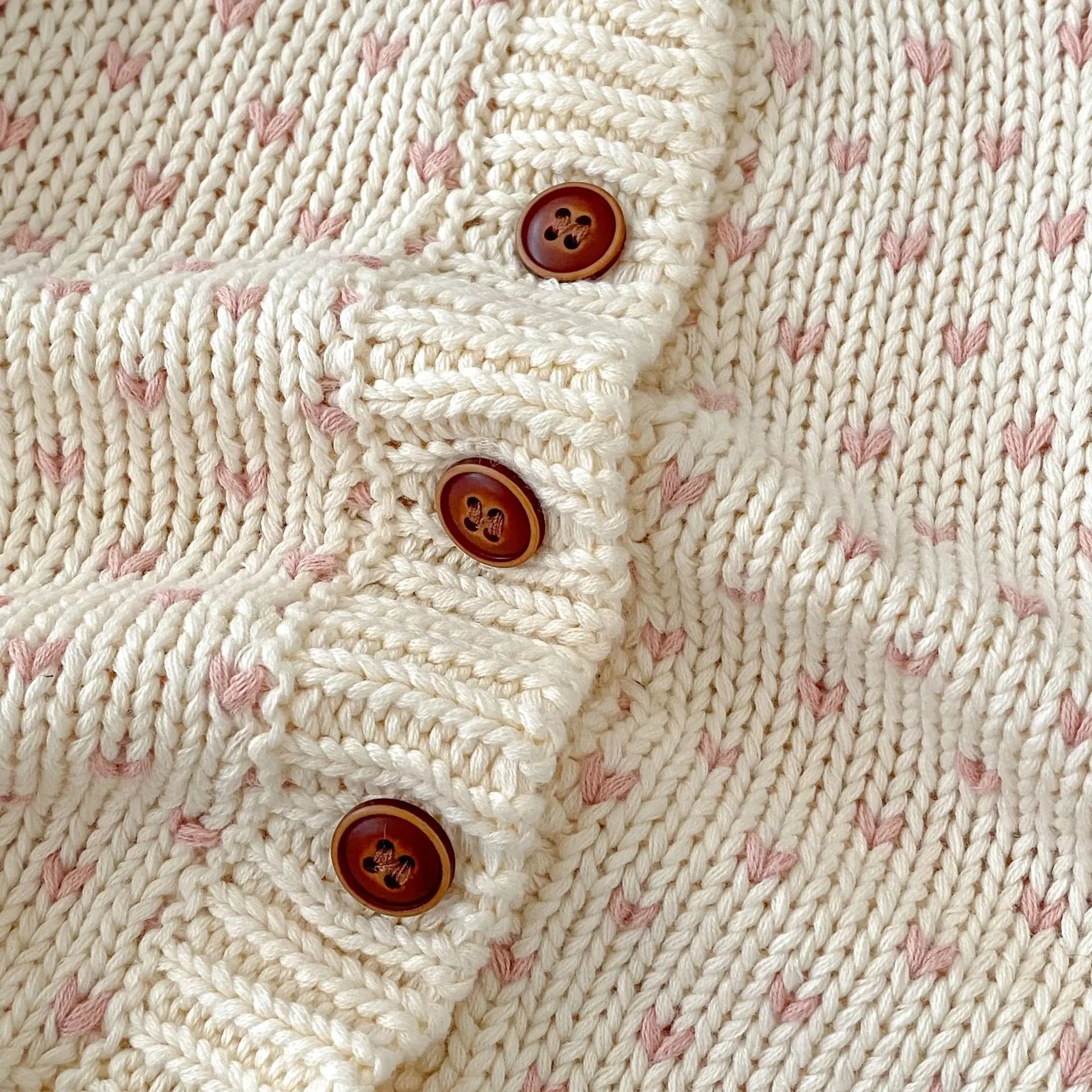 Heart Print Baby Girl Sweater Cardigan Long Sleeve Knit Top Warm Knitwear Coat
