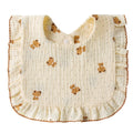 Ruffle Cotton Baby Bib | Girly Feeding & Drool Bib - Bears