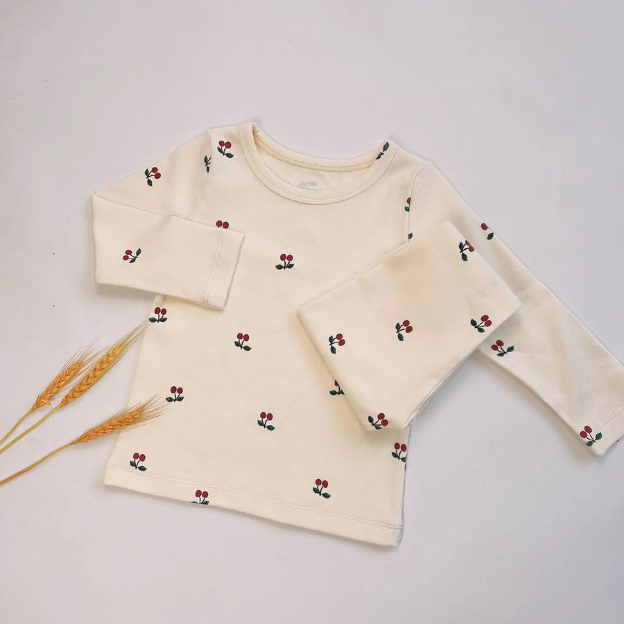 Floral Print Baby Pajama Set fabric texture