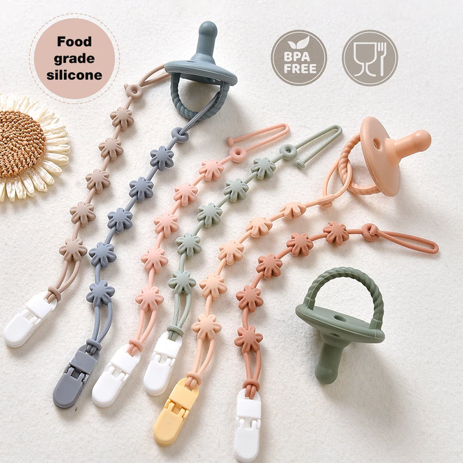 Soft Teething Pacifier Clip in Light Pink
