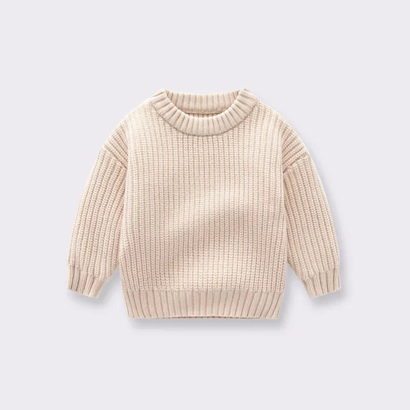 Soft Knit Cotton Sweater - Cream front product view