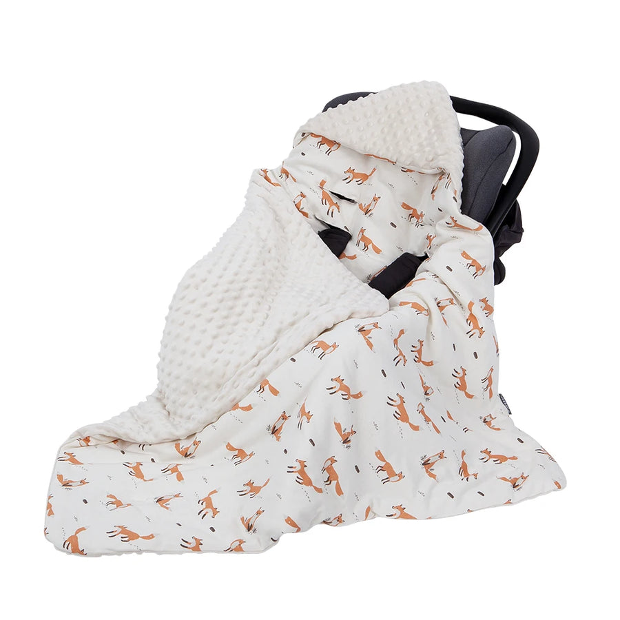 Windproof Hooded Baby Blanket in use on stroller