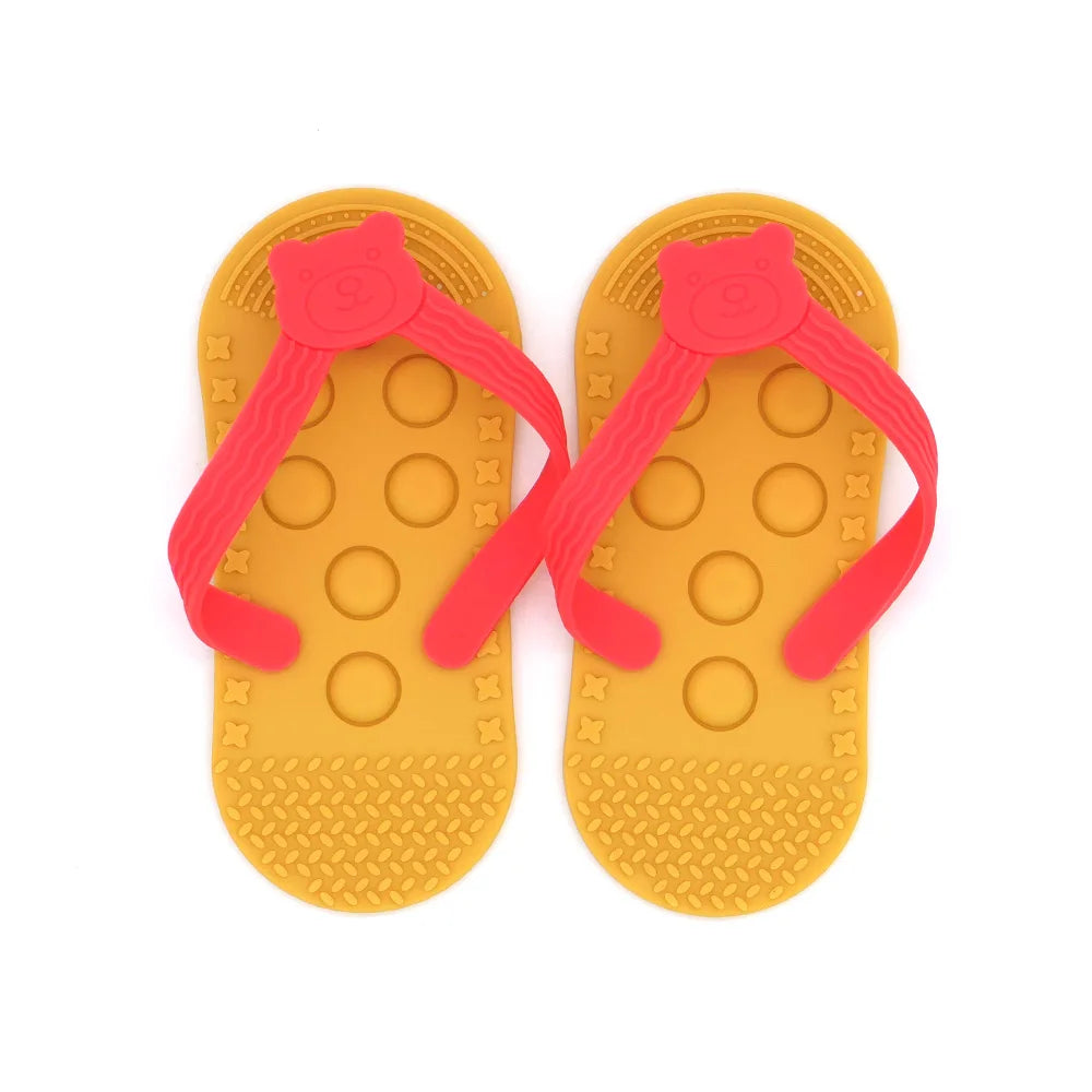 Silicone flip-flop teether for baby soothing gums
