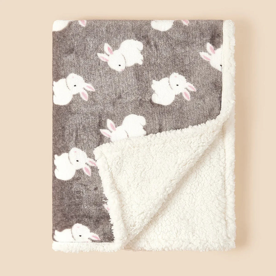 Flannel Lamb Fleece Baby Blanket displayed flat