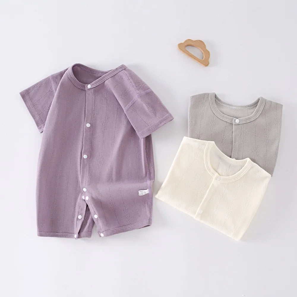 Breathable cotton short sleeve romper for baby