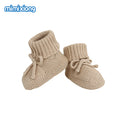 Beige Fine-Knit knitted baby booties