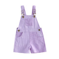 Moss colorblock overall shorts laid flat