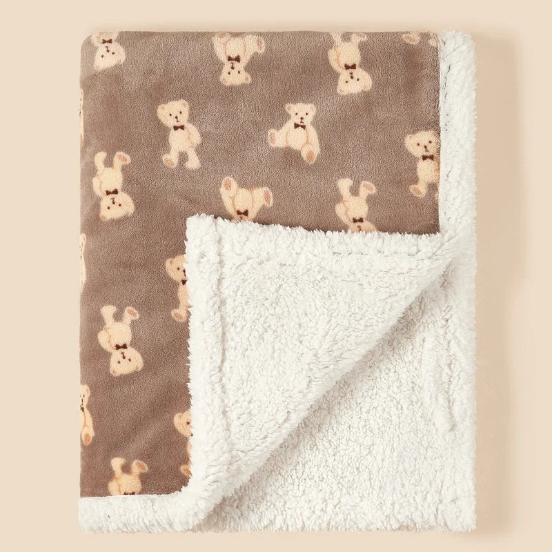Flannel Lamb Fleece Baby Blanket in Cow pattern