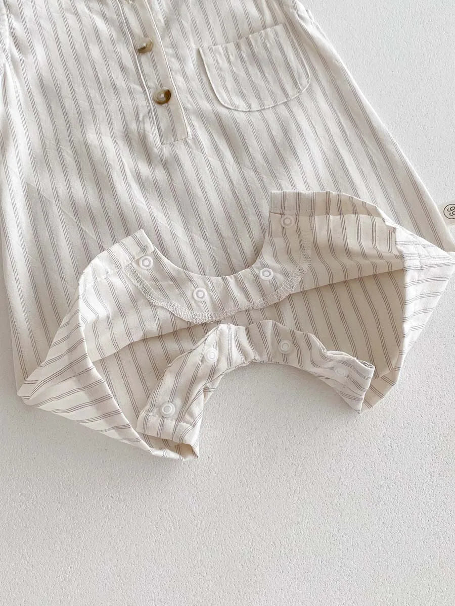Striped Sleeveless Baby Romper Set, product view 3