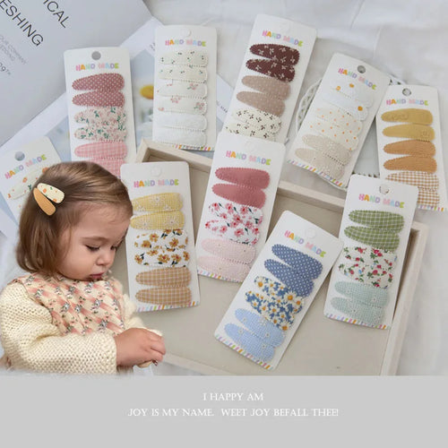 Floral Hair Clip Set with 6 handmade snap clips for girls