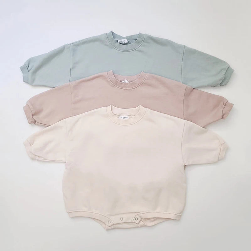 Oversized Basic Sweatshirt Bodysuit in White