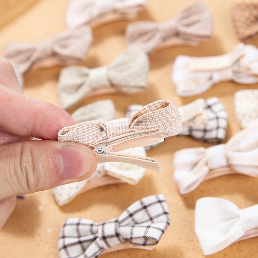 Close-up of Plaid and Gingham Mini Hair Bows