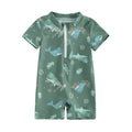 Baby Boys Summer Swimwear Beach Swimming Suit Cute Sea Element Prints Zipper Short Sleeve Monokini Swimsuit