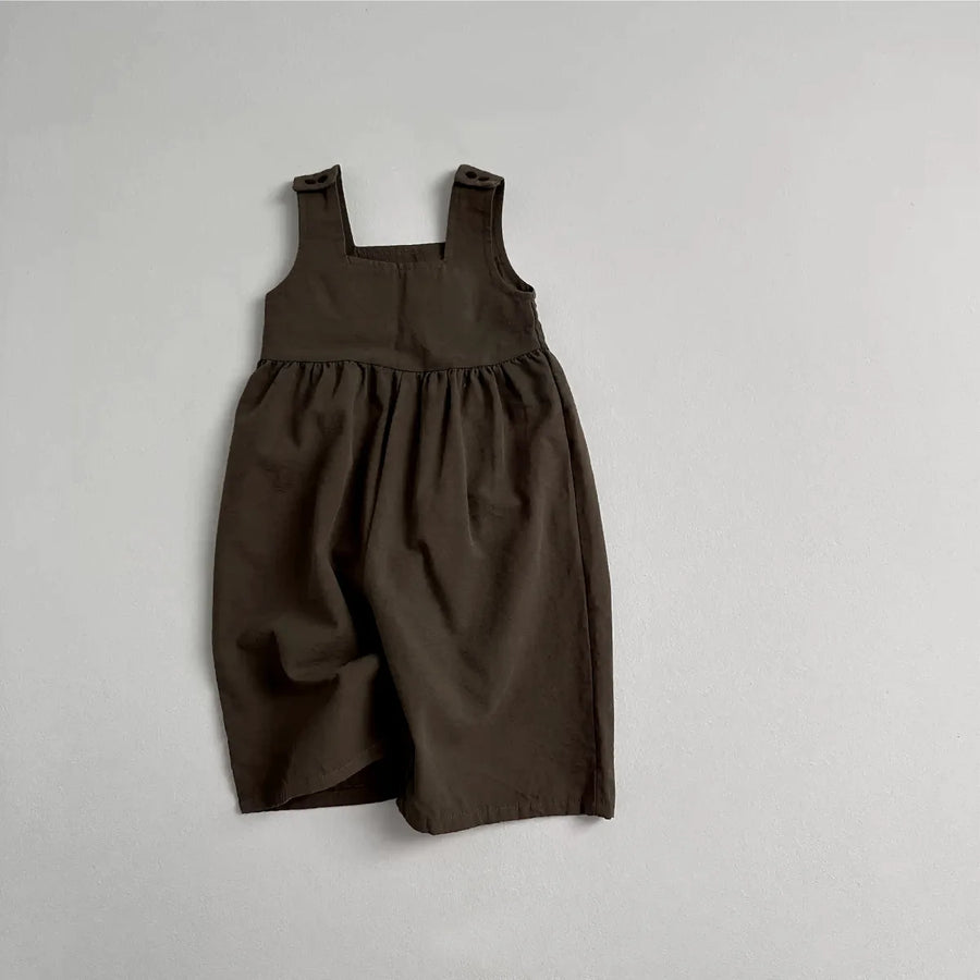 Close-up of Loose Cotton Baby Overalls fabric and elastic waist