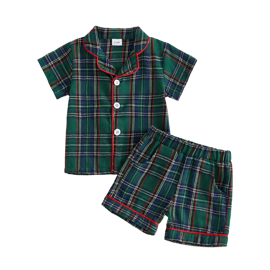 Holiday Plaid Short Pajama Set