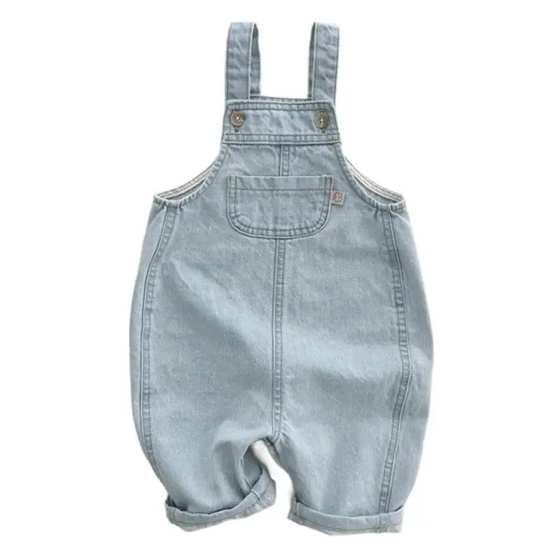 Close-up of Button Detail on Toddler Cotton Overalls