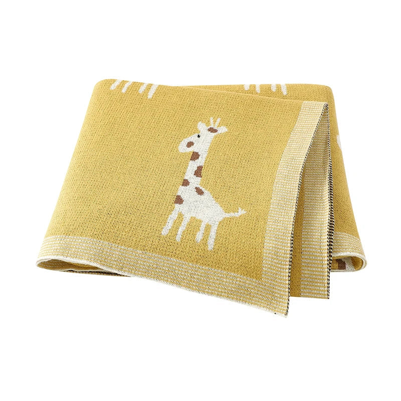 Giraffe Knit Baby Blanket - Yellow