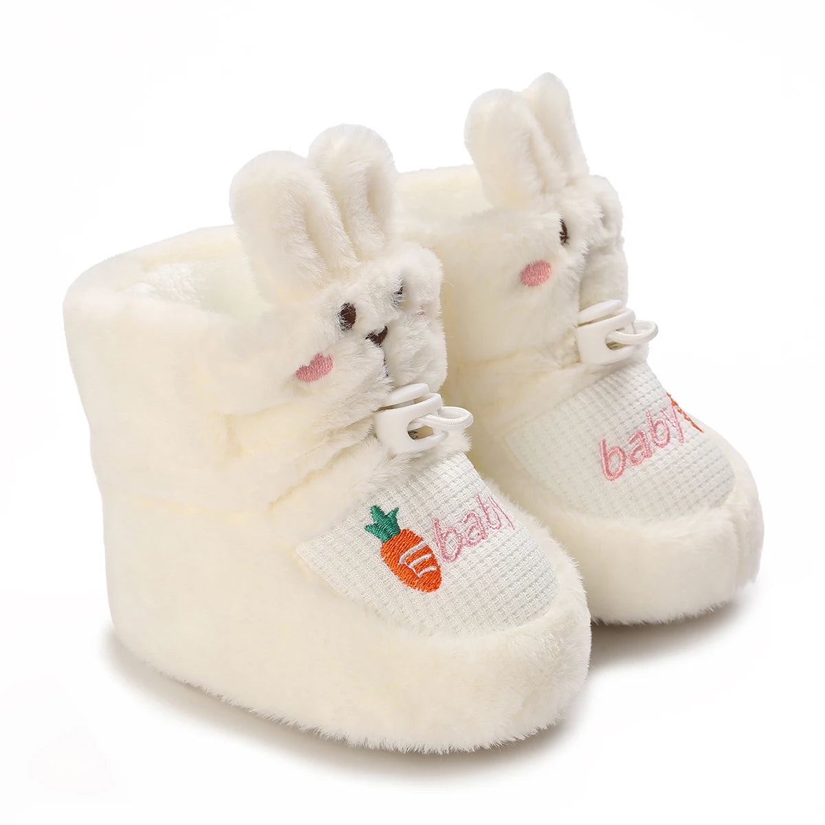White Geometric Bear Cozy Cartoon baby boots