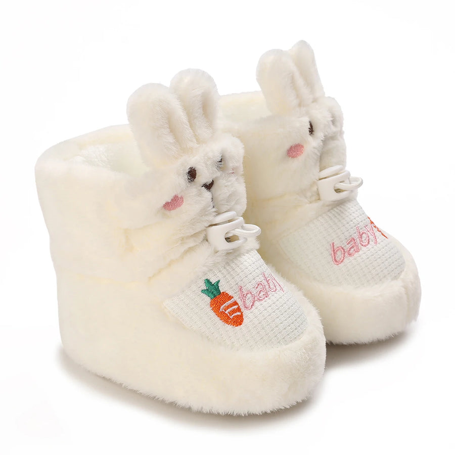 White Geometric Bear Cozy Cartoon baby boots
