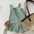 Summer Children Loose Overalls Girls Sling Jumpsuit Cotton Boys Thin Striped Strap Shorts Clothes