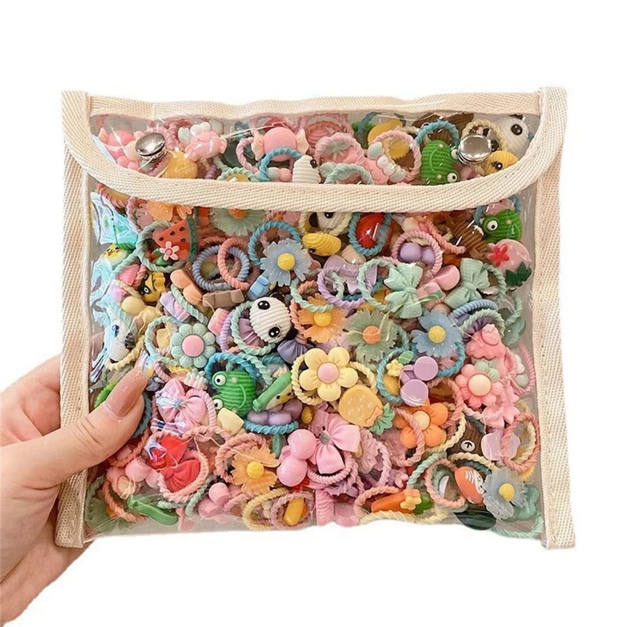 Cartoon Animal Hair Bands Set with Elastic Bands in Various Colors and Designs