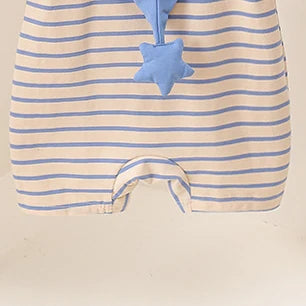 Star hooded striped cotton sleeveless baby romper on baby model