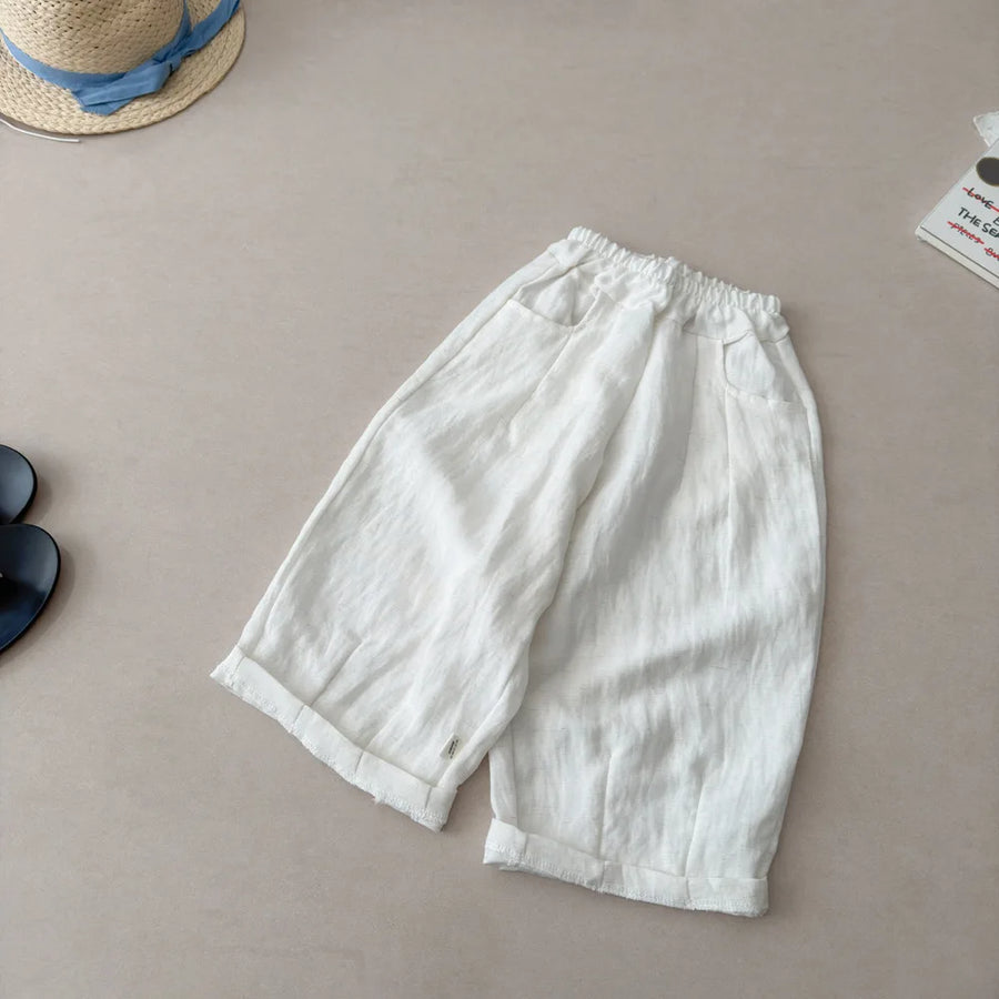 Solid Color Linen Children's Pants Kids Loose Thin Trousers Summer Flax Harem Pants