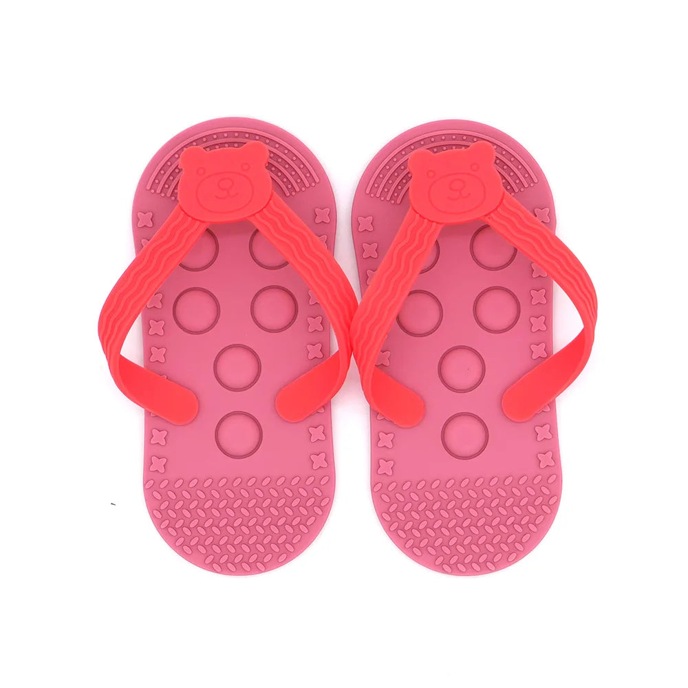 Silicone flip-flop teether for baby soothing gums