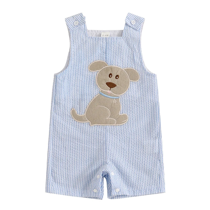 Little Pup Embroidered Overall Romper, product view 4